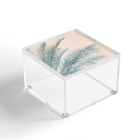 Eye Poetry Photography Tropical Palms on Blush Pink Boho Nature Acrylic Box