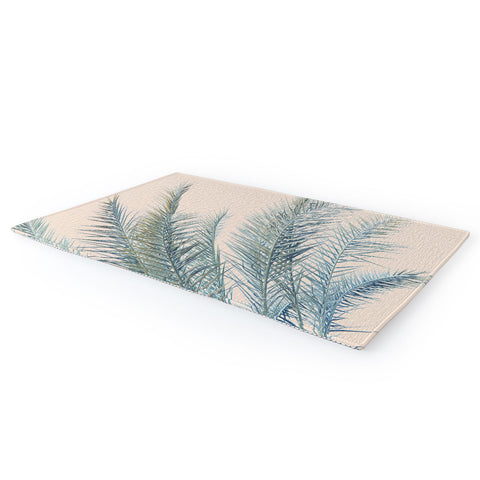 Eye Poetry Photography Tropical Palms on Blush Pink Boho Nature Area Rug