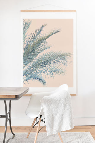 Eye Poetry Photography Tropical Palms on Blush Pink Boho Nature Art Print And Hanger