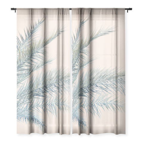 Eye Poetry Photography Tropical Palms on Blush Pink Boho Nature Sheer Non Repeat