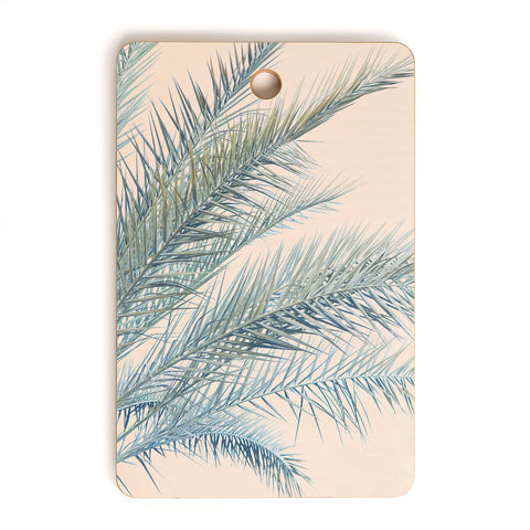 Eye Poetry Photography Tropical Palms on Blush Pink Boho Nature Cutting Board Rectangle