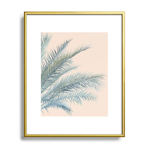 Eye Poetry Photography Tropical Palms on Blush Pink Boho Nature Metal Framed Art Print