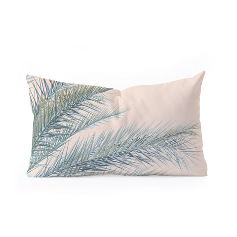 Eye Poetry Photography Tropical Palms on Blush Pink Boho Nature Oblong Throw Pillow