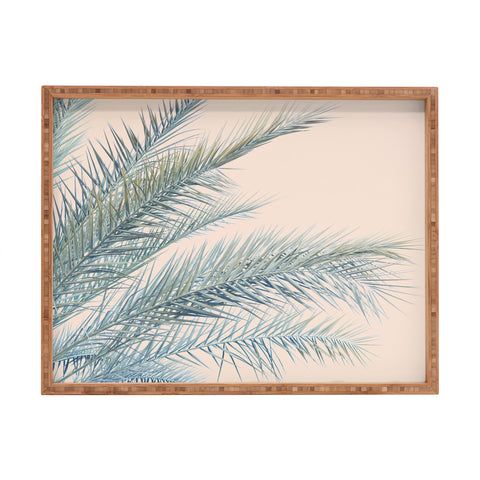 Eye Poetry Photography Tropical Palms on Blush Pink Boho Nature Rectangular Tray