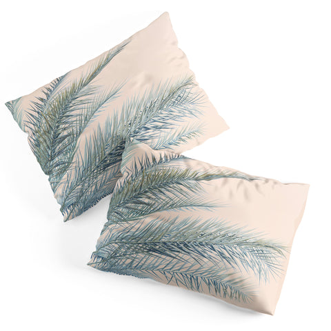 Eye Poetry Photography Tropical Palms on Blush Pink Boho Nature Pillow Shams