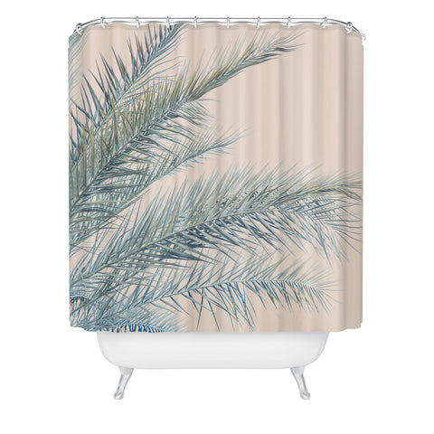 Eye Poetry Photography Tropical Palms on Blush Pink Boho Nature Shower Curtain