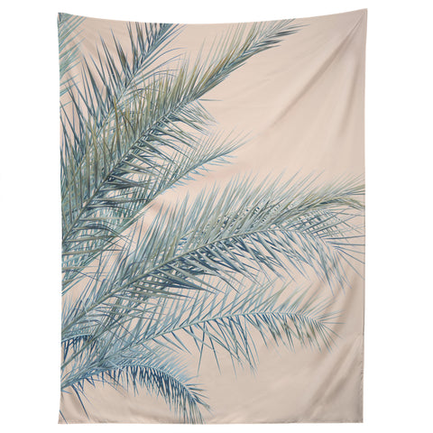 Eye Poetry Photography Tropical Palms on Blush Pink Boho Nature Tapestry