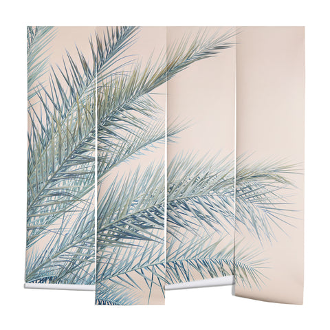 Eye Poetry Photography Tropical Palms on Blush Pink Boho Nature Wall Mural