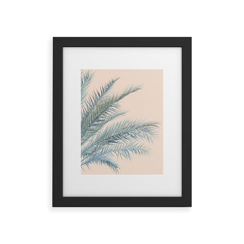 Eye Poetry Photography Tropical Palms on Blush Pink Boho Nature Framed Art Print