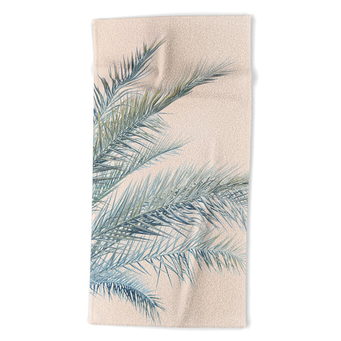 Eye Poetry Photography Tropical Palms on Blush Pink Boho Nature Beach Towel