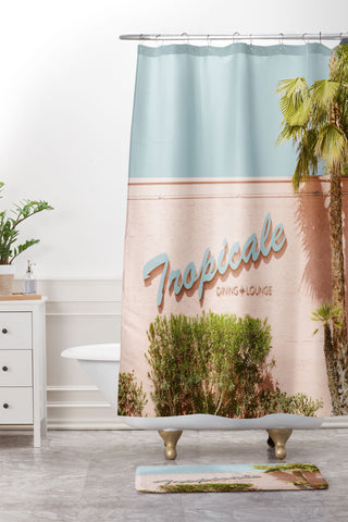 Eye Poetry Photography Tropicale Lounge Retro Palm Springs Shower Curtain And Mat