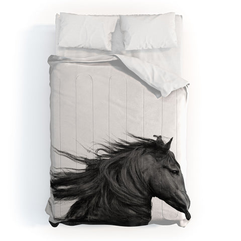 Eye Poetry Photography Wild Horse Photography in Black and White Comforter