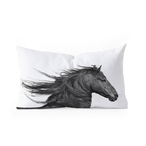 Eye Poetry Photography Wild Horse Photography in Black and White Oblong Throw Pillow