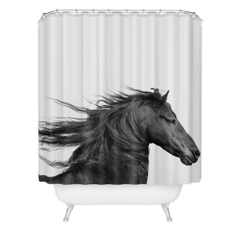 Eye Poetry Photography Wild Horse Photography in Black and White Shower Curtain