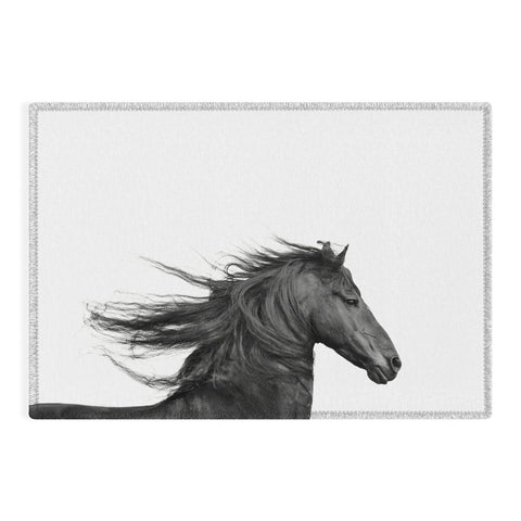 Eye Poetry Photography Wild Horse Photography in Black and White Outdoor Rug