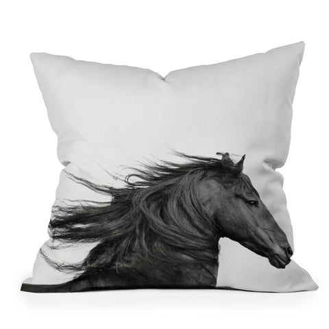Eye Poetry Photography Wild Horse Photography in Black and White Throw Pillow
