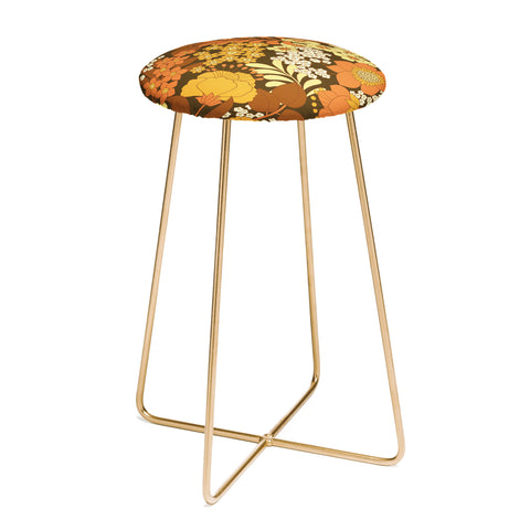 Eyestigmatic Design Brown Yellow Orange Ivory Retro Counter Stool
