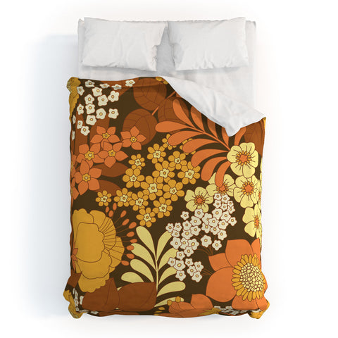 Eyestigmatic Design Brown Yellow Orange Ivory Retro Duvet Cover
