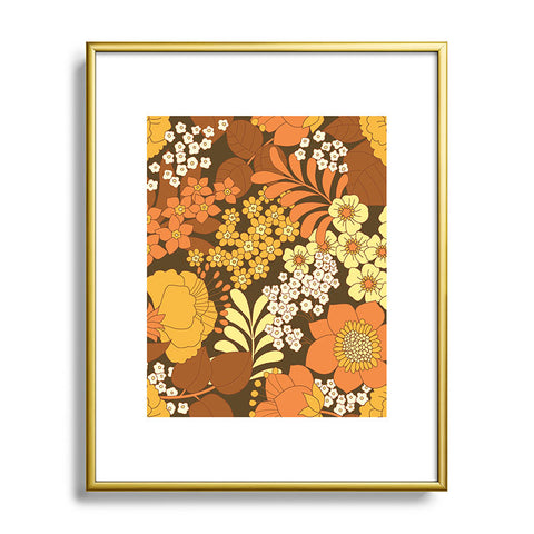 Eyestigmatic Design Brown Yellow Orange Ivory Retro Metal Framed Art Print
