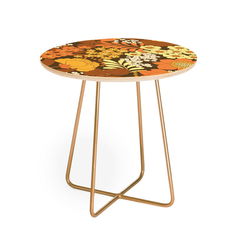 Eyestigmatic Design Brown Yellow Orange Ivory Retro Round Side Table