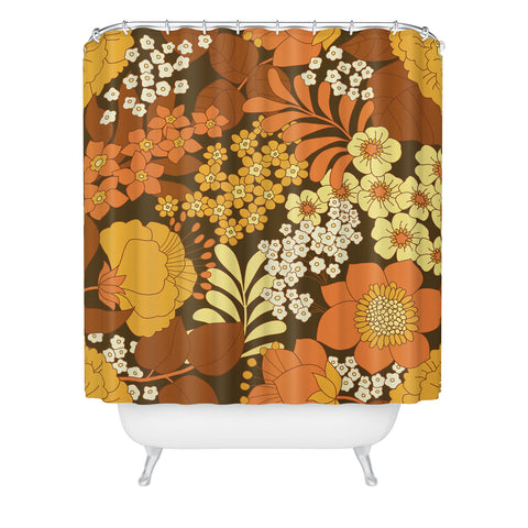 Eyestigmatic Design Brown Yellow Orange Ivory Retro Shower Curtain