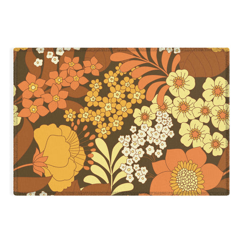Eyestigmatic Design Brown Yellow Orange Ivory Retro Outdoor Rug