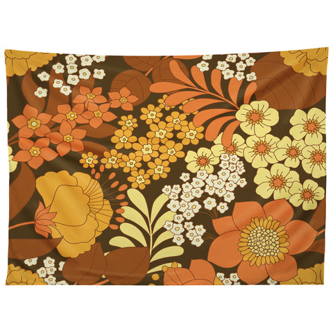 Eyestigmatic Design Brown Yellow Orange Ivory Retro Tapestry