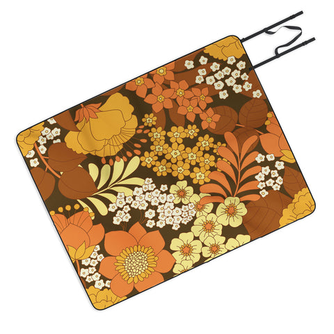 Eyestigmatic Design Brown Yellow Orange Ivory Retro Picnic Blanket