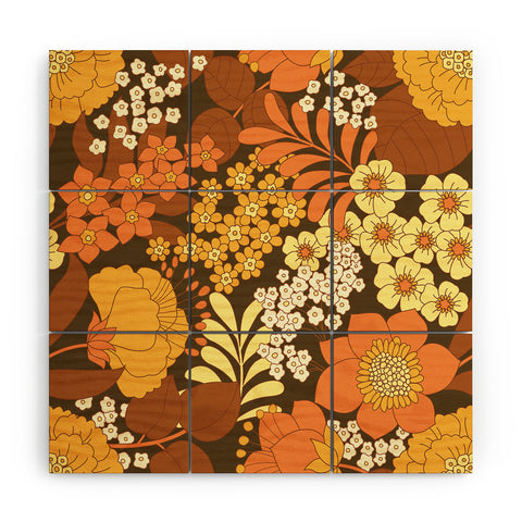 Eyestigmatic Design Brown Yellow Orange Ivory Retro Wood Wall Mural