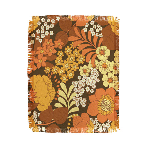 Eyestigmatic Design Brown Yellow Orange Ivory Retro Throw Blanket