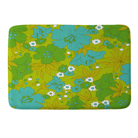 Eyestigmatic Design Green Turquoise and White Retro Memory Foam Bath Mat