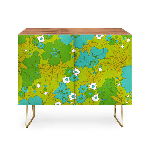 Eyestigmatic Design Green Turquoise and White Retro Credenza