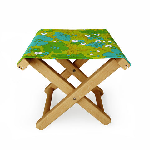 Eyestigmatic Design Green Turquoise and White Retro Folding Stool