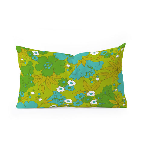 Eyestigmatic Design Green Turquoise and White Retro Oblong Throw Pillow