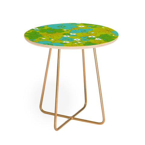 Eyestigmatic Design Green Turquoise and White Retro Round Side Table