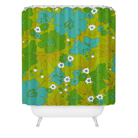 Eyestigmatic Design Green Turquoise and White Retro Shower Curtain