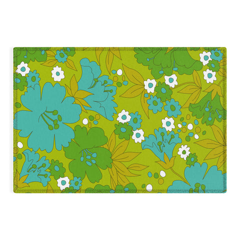 Eyestigmatic Design Green Turquoise and White Retro Outdoor Rug