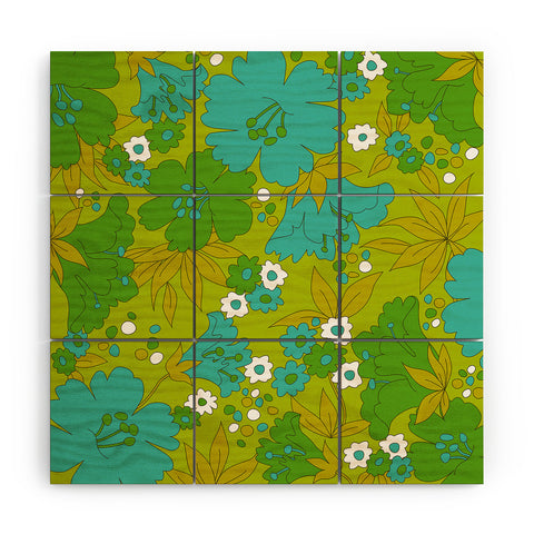 Eyestigmatic Design Green Turquoise and White Retro Wood Wall Mural