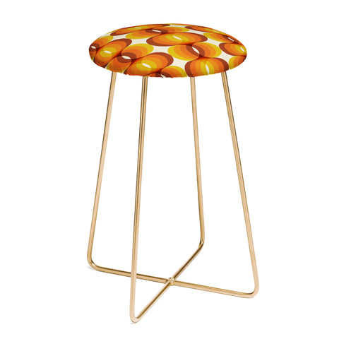 Eyestigmatic Design Orange Brown and Ivory Retro 1960s Counter Stool