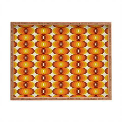 Eyestigmatic Design Orange Brown and Ivory Retro 1960s Rectangular Tray