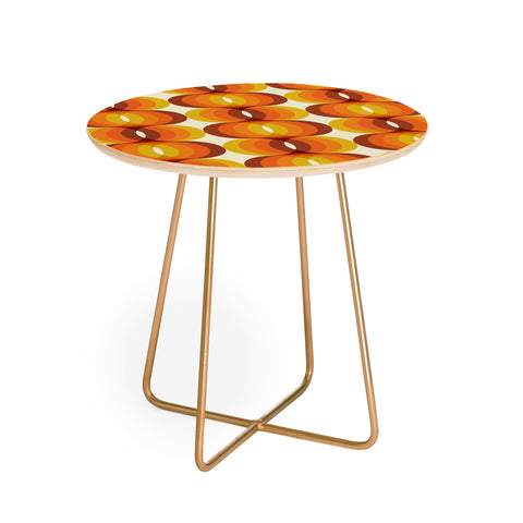 Eyestigmatic Design Orange Brown and Ivory Retro 1960s Round Side Table