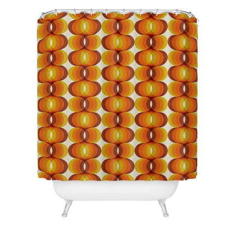 Eyestigmatic Design Orange Brown and Ivory Retro 1960s Shower Curtain