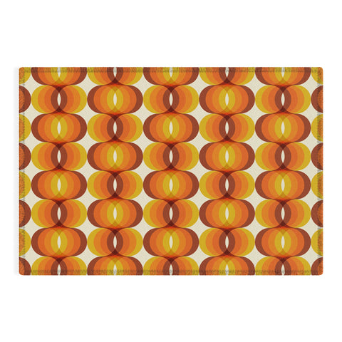 Eyestigmatic Design Orange Brown and Ivory Retro 1960s Outdoor Rug