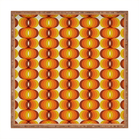 Eyestigmatic Design Orange Brown and Ivory Retro 1960s Square Tray