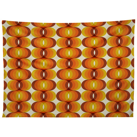 Eyestigmatic Design Orange Brown and Ivory Retro 1960s Tapestry