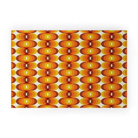Eyestigmatic Design Orange Brown and Ivory Retro 1960s Welcome Mat