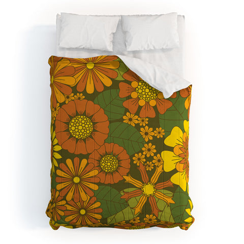 Eyestigmatic Design Orange Brown Yellow and Green Comforter