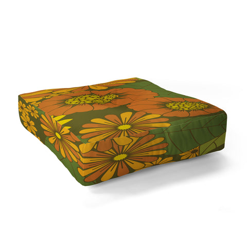 Eyestigmatic Design Orange Brown Yellow and Green Floor Pillow Square