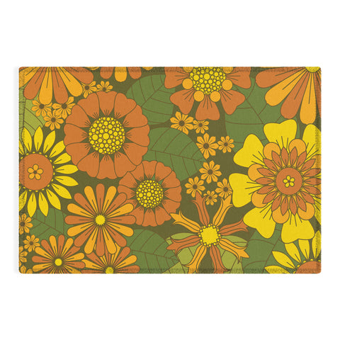Eyestigmatic Design Orange Brown Yellow and Green Outdoor Rug
