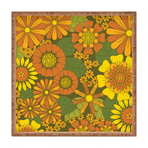 Eyestigmatic Design Orange Brown Yellow and Green Square Tray